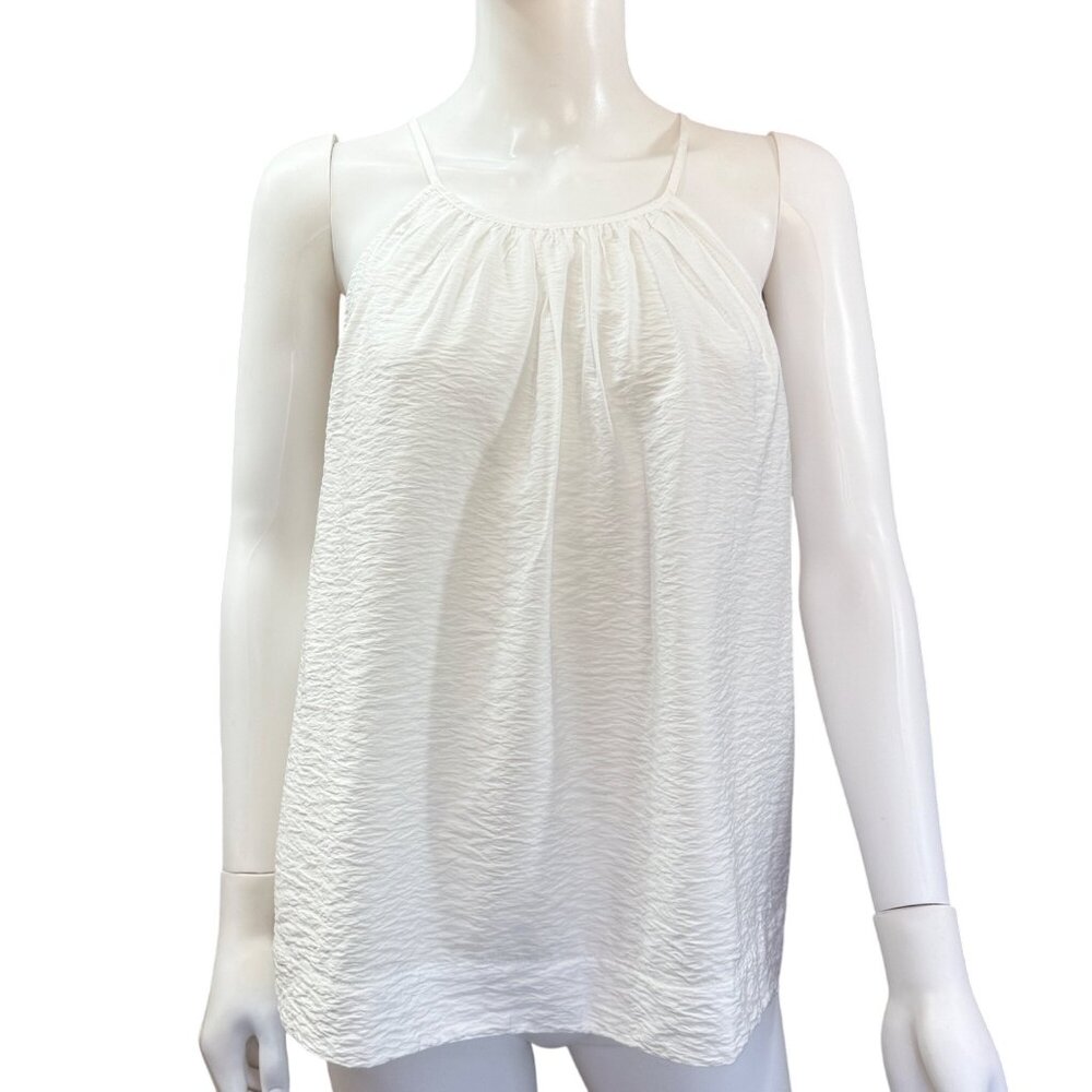 A New Day Womens Sleeveless Tie-Back White Top Rayon Blend XL Lightweight